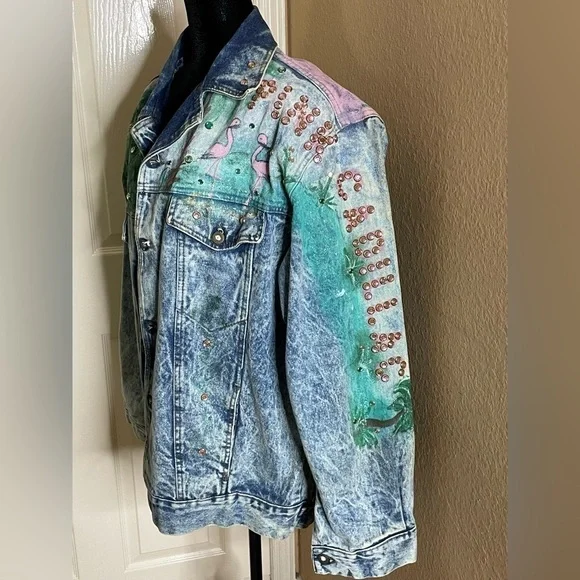 Vintage Distressed Studded Hollywood / Pink Cadillac Jean Jacket​​​​​​​​​​​​​​​​ - Picture 3 of 13